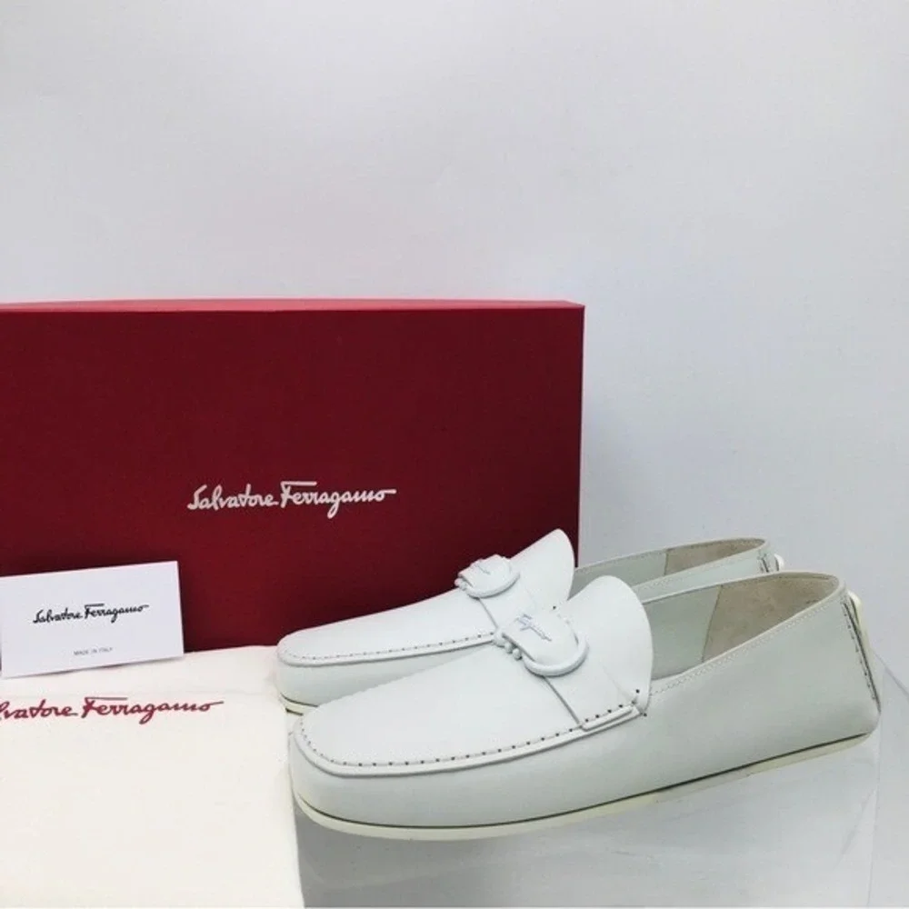 Salvatore Ferragamo PALINURO Astronaut Leather Loafer Driving Shoes Mens US 8